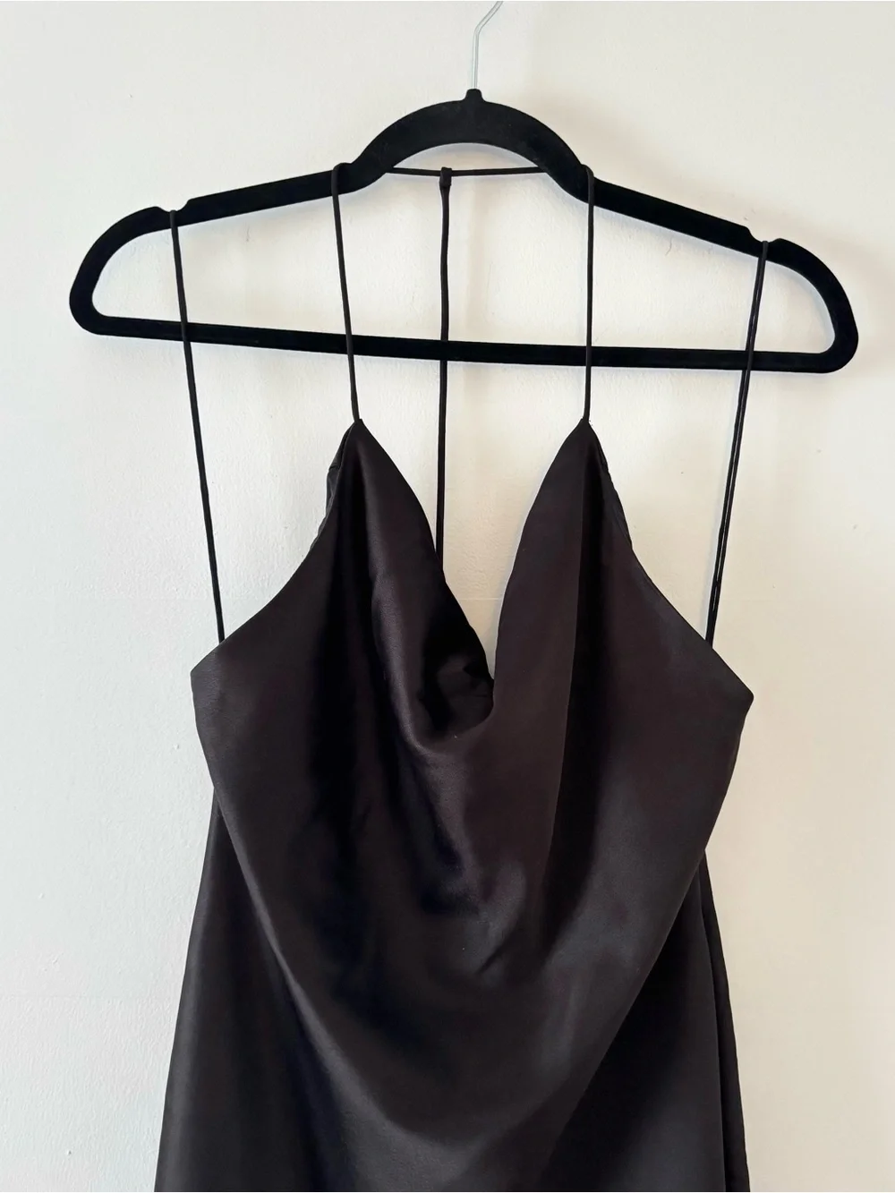 Alice + Olivia Harmony Mini Slip Dress Cowl Neck Sleeveless Lined Formal Black - Picture 4 of 8